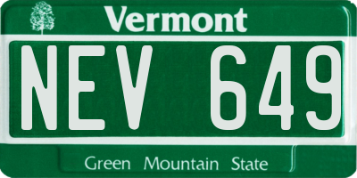 VT license plate NEV649