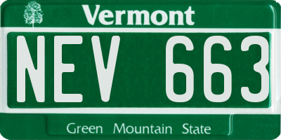 VT license plate NEV663
