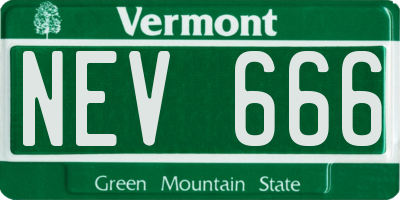 VT license plate NEV666