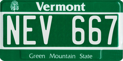 VT license plate NEV667