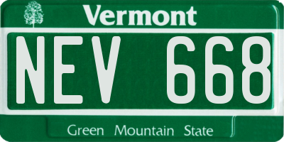 VT license plate NEV668