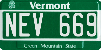 VT license plate NEV669