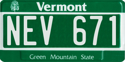 VT license plate NEV671