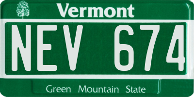 VT license plate NEV674