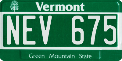 VT license plate NEV675