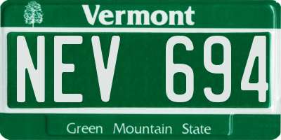 VT license plate NEV694