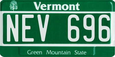 VT license plate NEV696