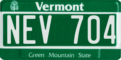 VT license plate NEV704