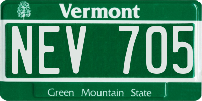 VT license plate NEV705