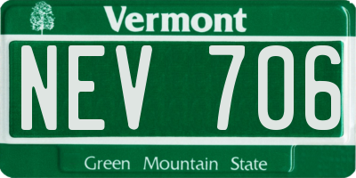 VT license plate NEV706