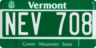 VT license plate NEV708