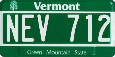 VT license plate NEV712