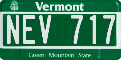 VT license plate NEV717