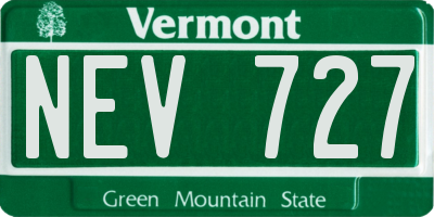 VT license plate NEV727