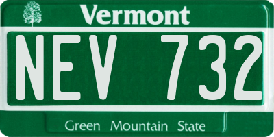VT license plate NEV732