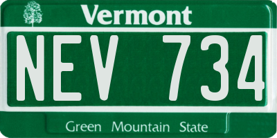 VT license plate NEV734