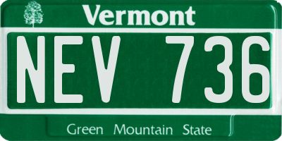 VT license plate NEV736