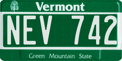 VT license plate NEV742