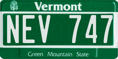 VT license plate NEV747