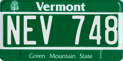 VT license plate NEV748