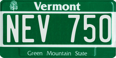 VT license plate NEV750