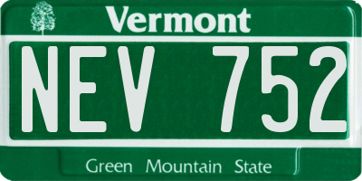 VT license plate NEV752