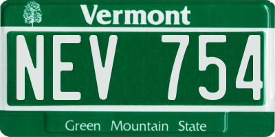 VT license plate NEV754