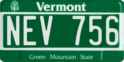 VT license plate NEV756