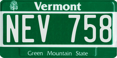 VT license plate NEV758