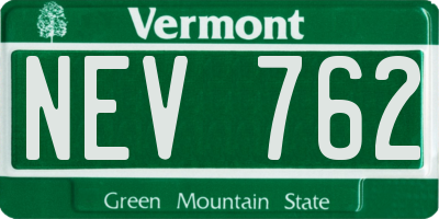 VT license plate NEV762