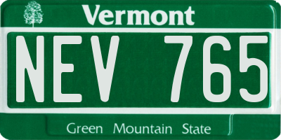 VT license plate NEV765