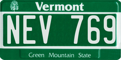 VT license plate NEV769