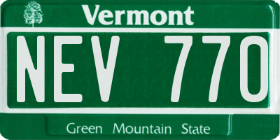 VT license plate NEV770