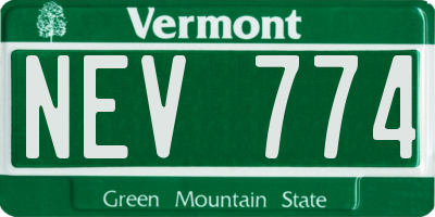 VT license plate NEV774