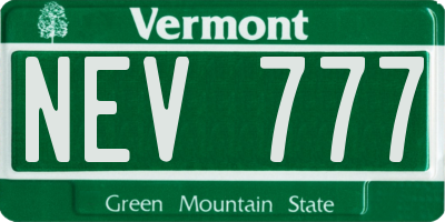 VT license plate NEV777