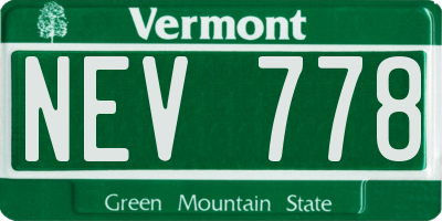 VT license plate NEV778