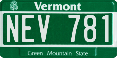 VT license plate NEV781