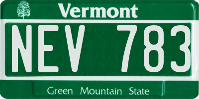VT license plate NEV783