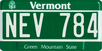 VT license plate NEV784