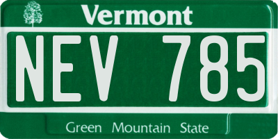 VT license plate NEV785
