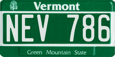 VT license plate NEV786