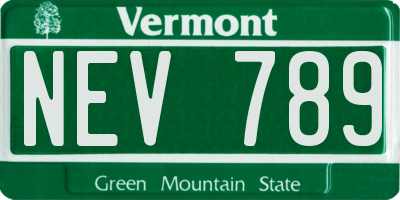 VT license plate NEV789