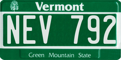 VT license plate NEV792