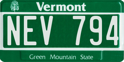 VT license plate NEV794
