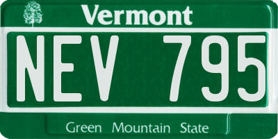 VT license plate NEV795