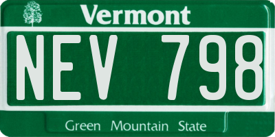 VT license plate NEV798