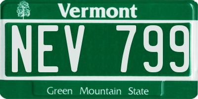 VT license plate NEV799