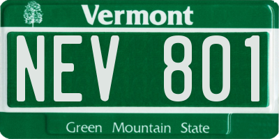 VT license plate NEV801