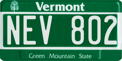 VT license plate NEV802