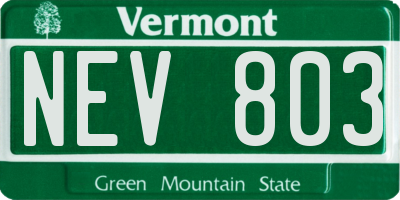 VT license plate NEV803